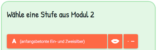 Modulauswahl zum Üben der Vokale oder Länge